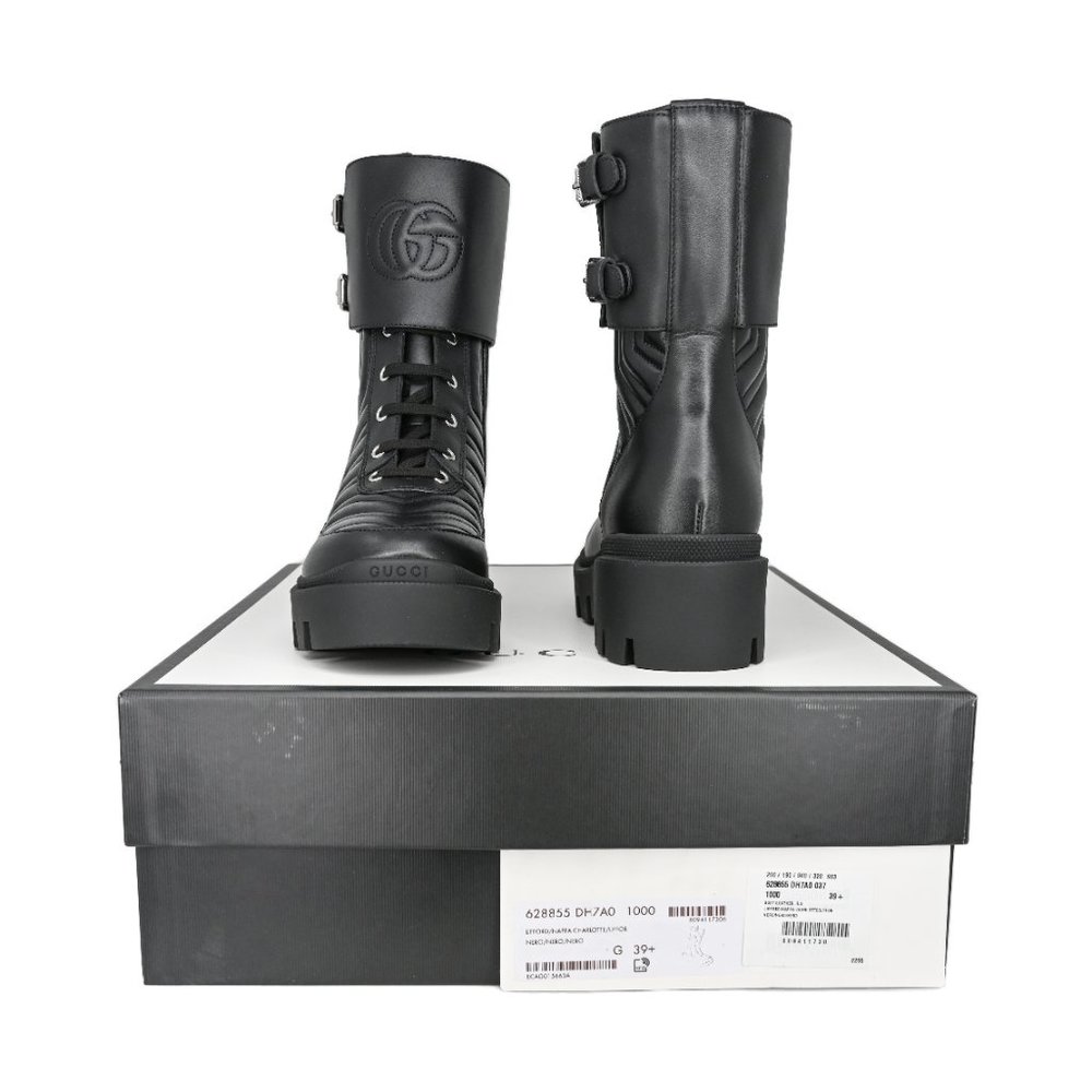 Gucci 628855 Women's Interlocking Gg Logo Matelasse Leather Ankle Boots - Picture 8 of 13